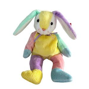 Ty Beanie Baby Dippy Multi Coloured Rabbit w/Tag White & Yellow head 2002